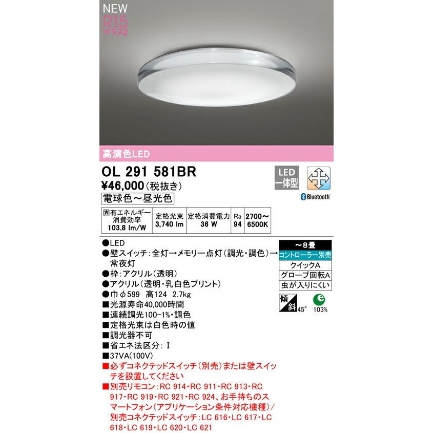 ODELIC OL291 581R シーリングライト 【公式通販】