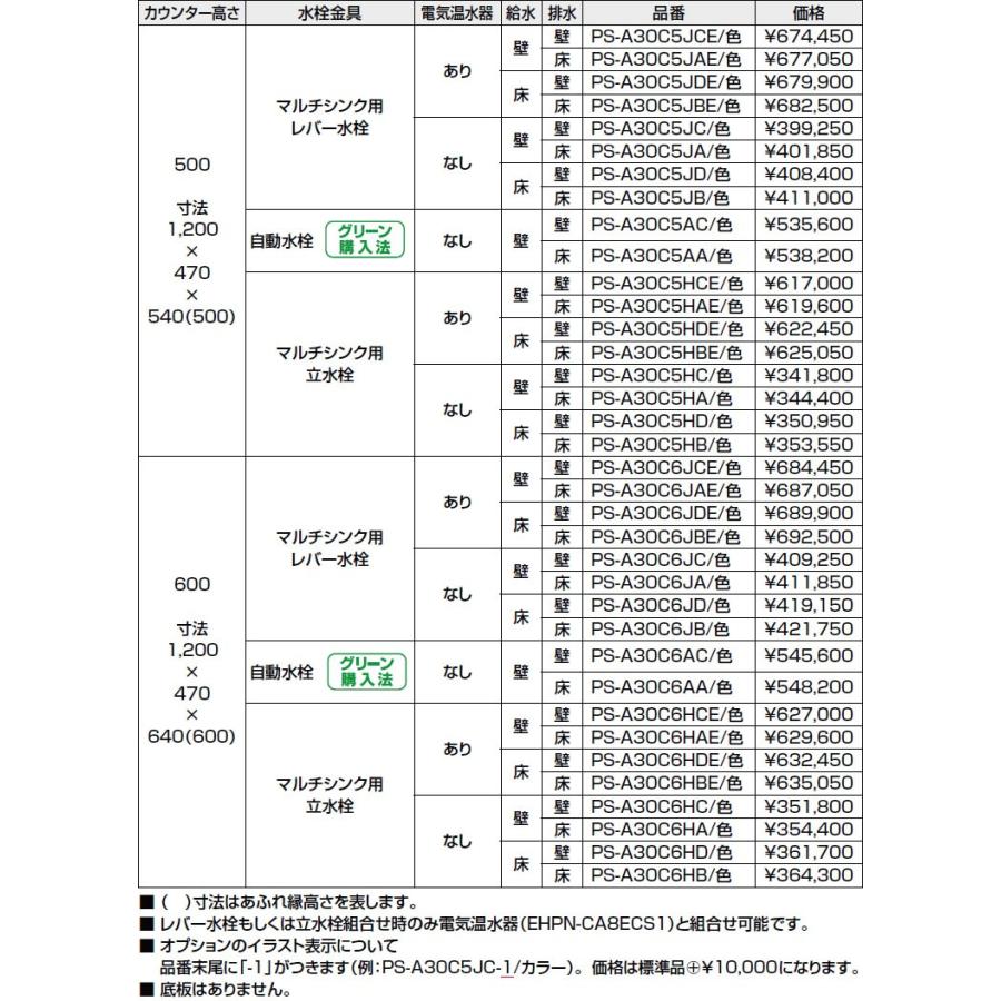 INAX・LIXIL 幼児用マルチシンク【PS-A30C5JCE】 カウンター高さ500mm 