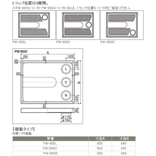 サヌキ SPG 洗濯機防水パン 樹脂タイプ PW-800 PW-800L/PW-800C/PW-800R PW800｜up-b｜02