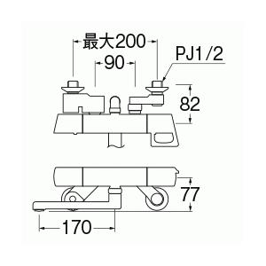 三栄水栓[SANEI]　サーモシャワー混合栓　混合栓　壁付サーモスタット式