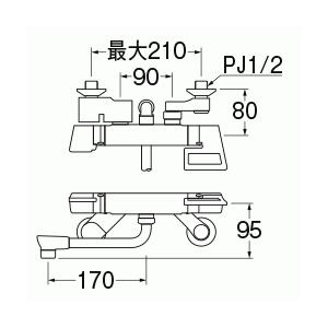 三栄水栓[SANEI]　サーモシャワー混合栓　混合栓　壁付サーモスタット式