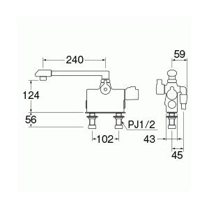 三栄水栓[SANEI]　サーモデッキシャワー混合栓　混合栓　台付サーモスタット式