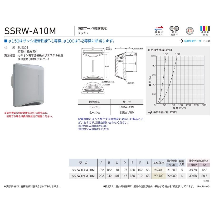 ユニックス 【SSRW100A10M】 SSRW-A10M 防音製品 ステンレス製 パイプフード（防音） 防音フード(給気専用) メッシュ換気 ...