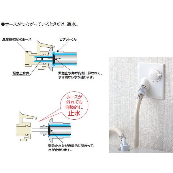 TOTO 水栓金具 TWAS15A (寒冷地用) 緊急止水弁付洗濯機用水栓 「ピタットくん」 露出タイプ(床給水タイプ・全自動洗濯機用)の画像