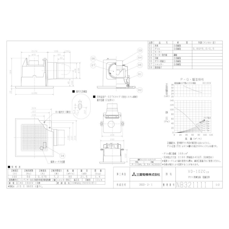 三菱（MITSUBISHI） 【あすつく】三菱 換気扇【VD-10ZC13】換気扇