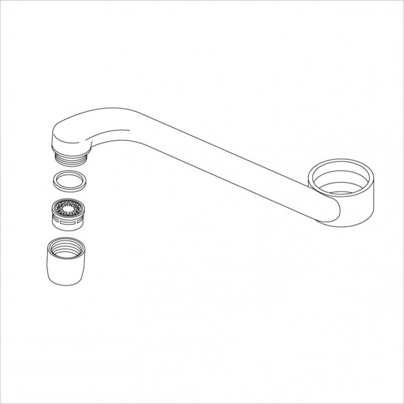 KVK Z586JF-20/800 KM556・KM557・KM558等用吐水パイプ200mm KVK補修部品＞パイプ関連