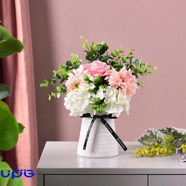 造花 インテリア シルククロス造花の結婚式の家のダイニングテーブルの装飾ブーケ花瓶セット可愛い風景 造花 (Color : Pink)｜up-g｜06
