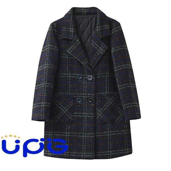 ラシャコート チェック柄 青 L~5XL ビジネスジャケット ミドル丈 ラシャコート チェック柄 青 L~5XL ビジネスジャケット ミドル丈