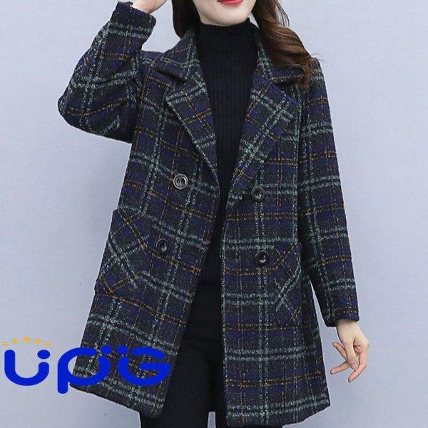 ラシャコート チェック柄 青 L~5XL ビジネスジャケット ミドル丈 ラシャコート チェック柄 青 L~5XL ビジネスジャケット ミドル丈