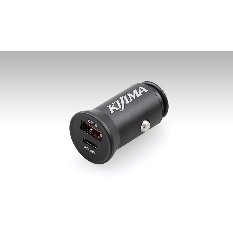 キジマ USB変換アダプタ― シガーソケット→USB TYPE-C & TYPE-A 304