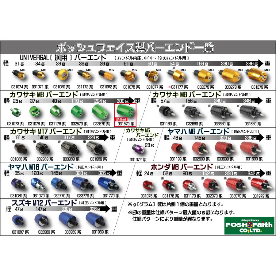 POSH Faith ウルトラヘビーバーエンドカワサキ純正ハンドル用 M8タイプ