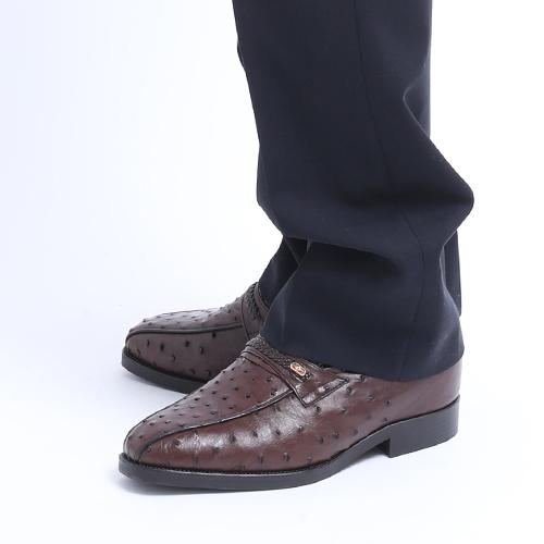 オーストリッチ 本革 革靴 最高級 ビジネスシューズ スワローモカ