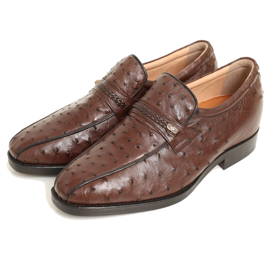 オーストリッチ 本革 革靴 最高級 ビジネスシューズ スワローモカ