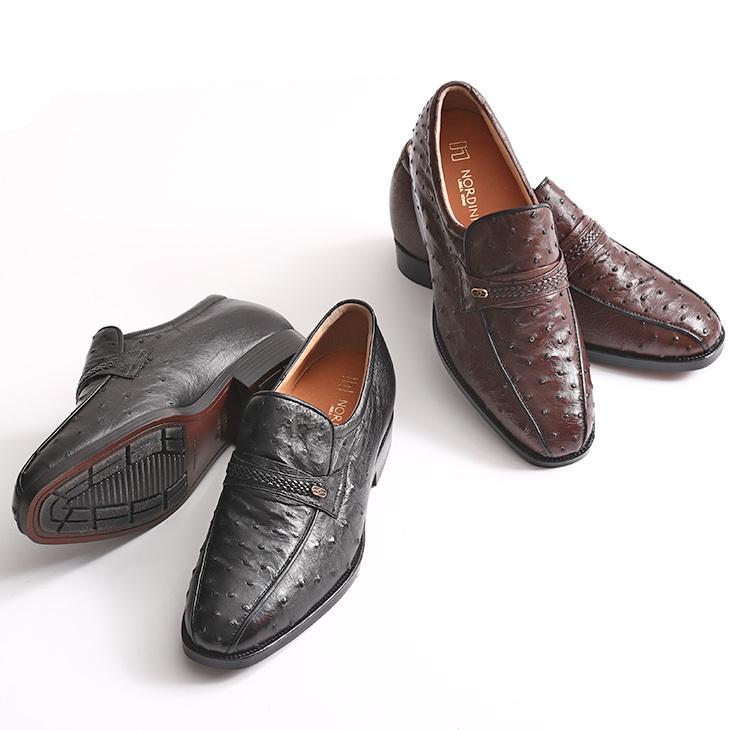 オーストリッチ 本革 革靴 最高級 ビジネスシューズ スワローモカ スリッポン 日本製 幅広 ４E ダチョウ No.1267 オーストリッチ 本革 革靴 最高級 ビジネスシューズ スワローモカ