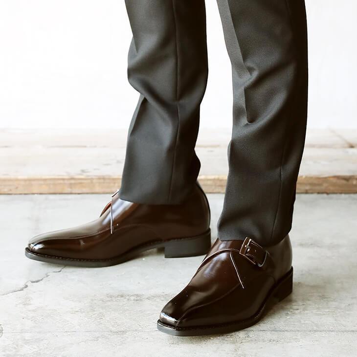 ビジネスシューズ シークレットシューズ 本革 メンズ ロングノーズ