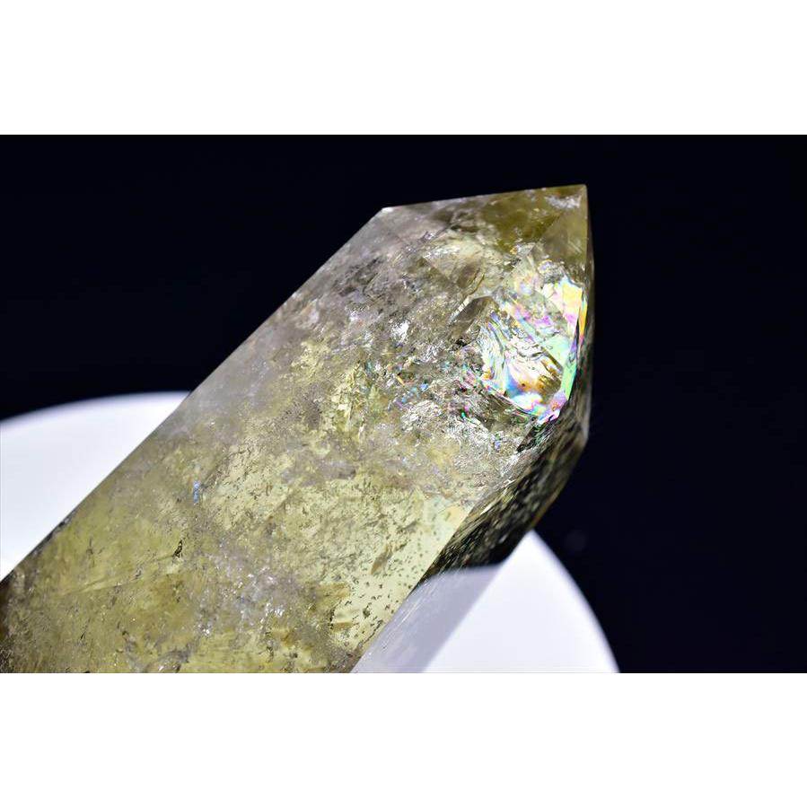 スモーキーシトリンポイント♡六角柱♡虹入り シトリン ポイント (約985g) レインボー 六角柱 ブラジル産 非