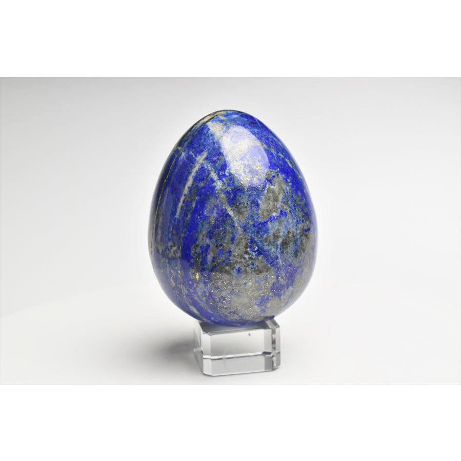 ラピスラズリ 卵型 (約287g) 磨き石 置物 アフガニスタン産 台座付き