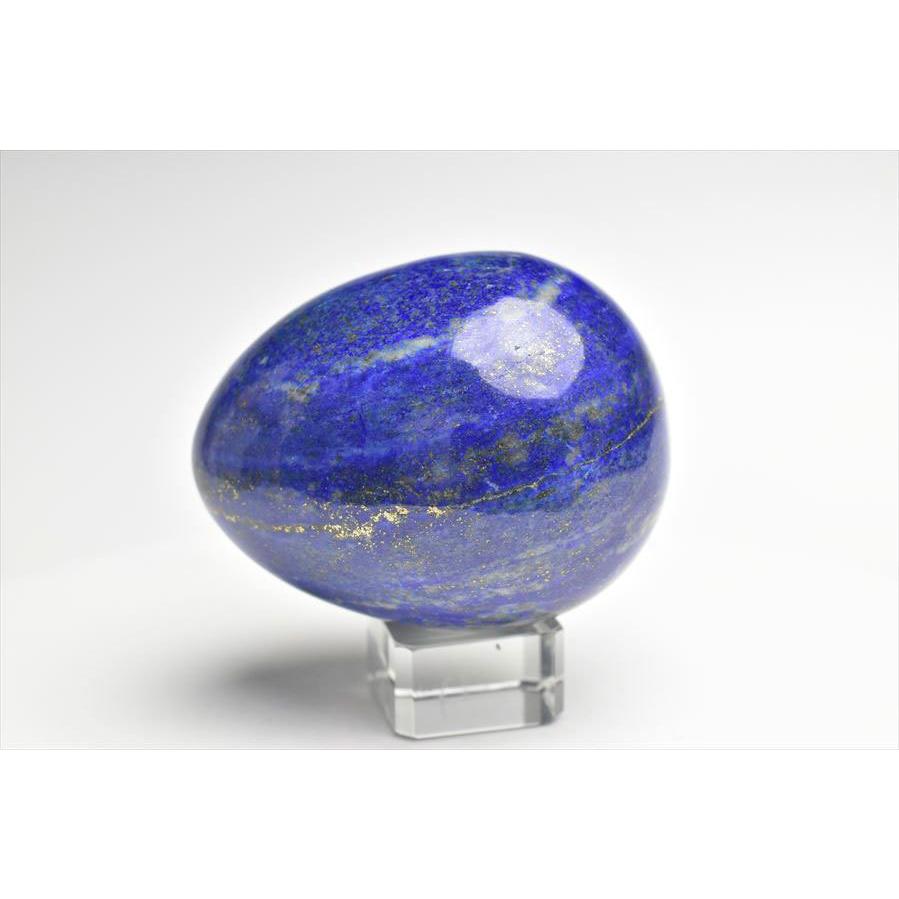 ラピスラズリ 卵型 (約287g) 磨き石 置物 アフガニスタン産 台座付き