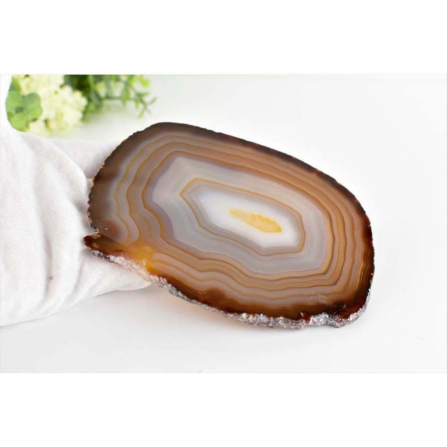 アゲート 瑪瑙 スライス (約213.4g／約135mm) 中判サイズ ブラジル産
