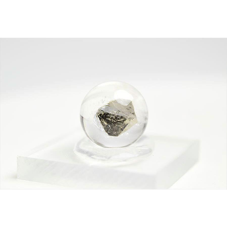 パイライトインクォーツ (約14.5mm珠) 最高級 AAAAA 黄鉄鉱入り水晶 丸