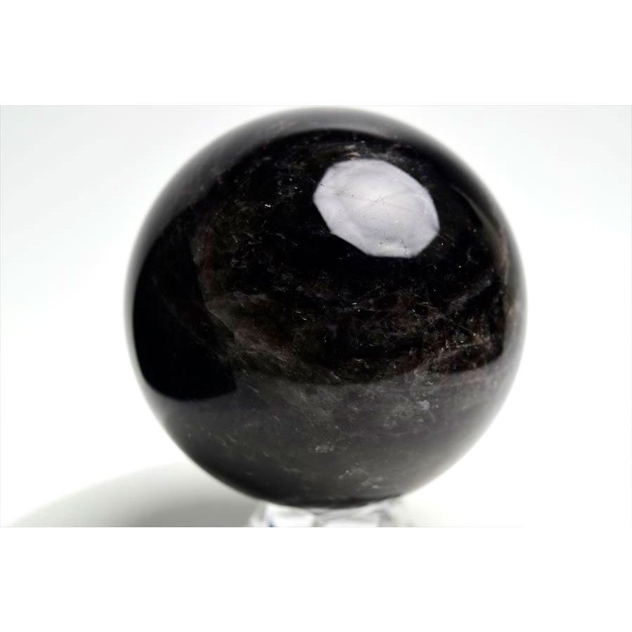 黒水晶 モリオン 丸玉（約92mm珠）スフィア 置物 台座付き 中国 山東省