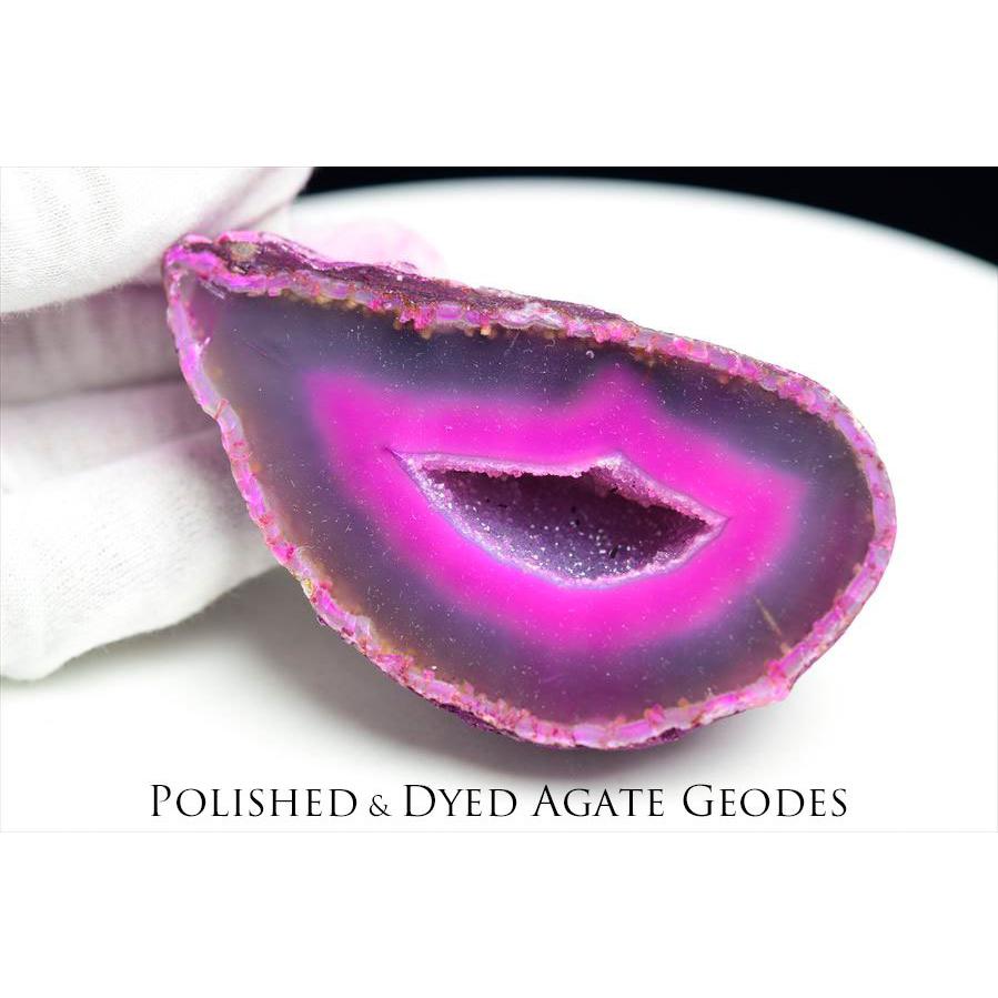 アゲート カラー ピンク (約190.7g) ジオード 晶洞 ブラジル産アゲート