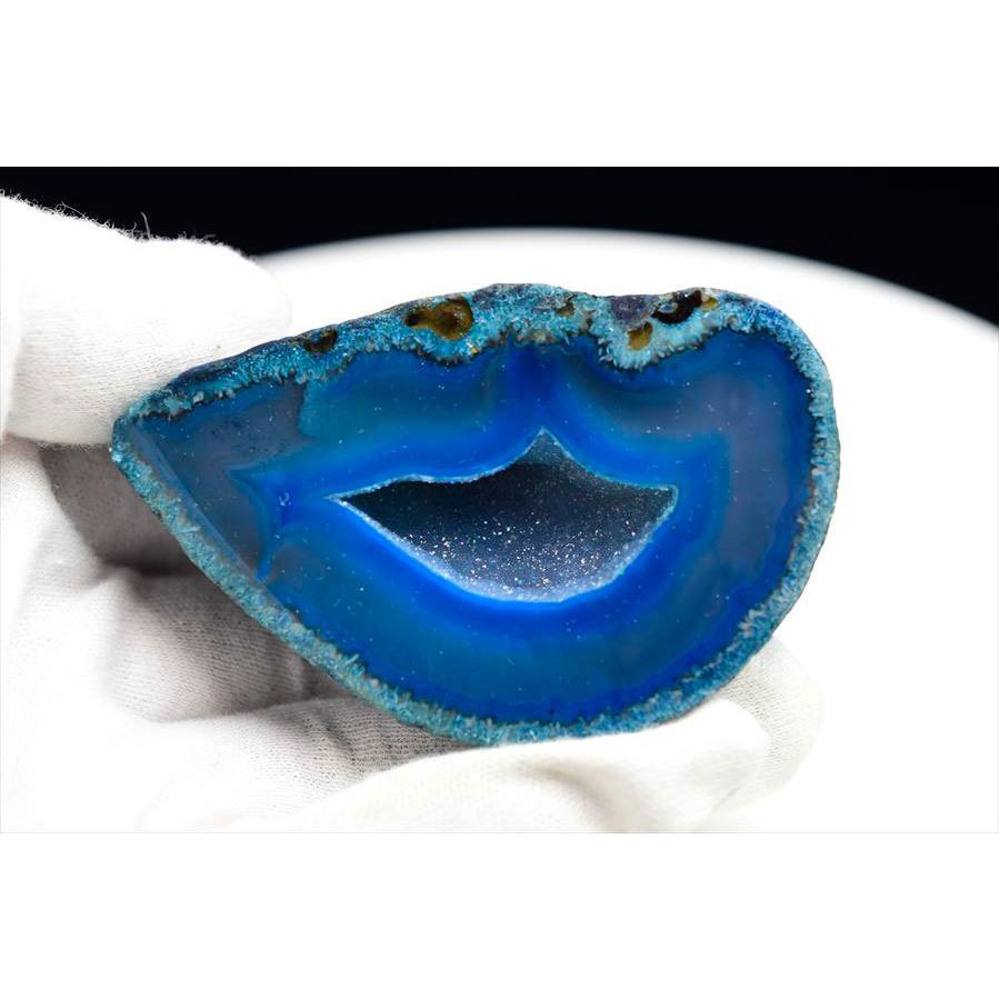 ブルーアゲートジオード アゲート カラー ブルー (約153.4g) ジオード 晶洞 ブラジル産