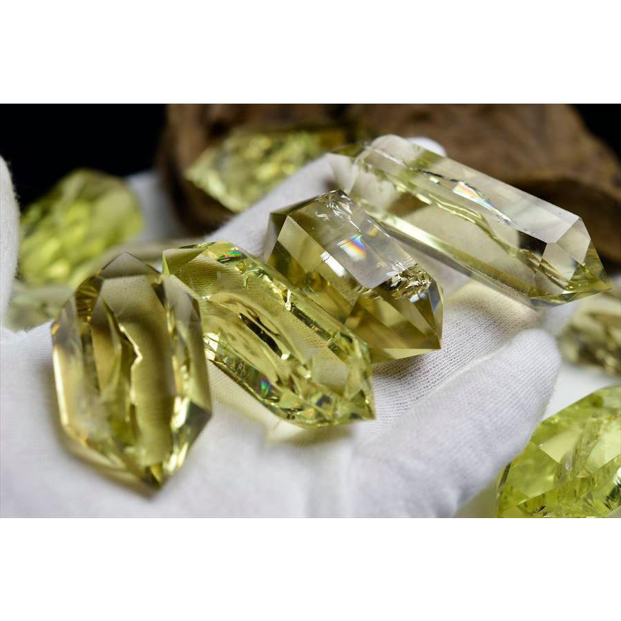 虹入り シトリン ダブルポイント 両剣黄水晶 種類お任せ (約30g~40g