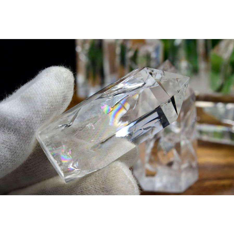 レインボー 水晶 ポイント 種類お任せ (約30g~40g) 六角柱 極上虹入り