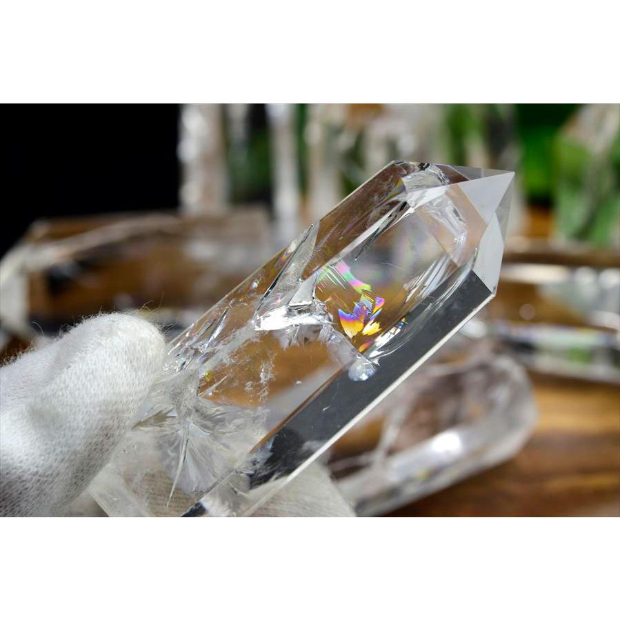 レインボー 水晶 ポイント 種類お任せ (約45g~55g) 六角柱 極上虹入り