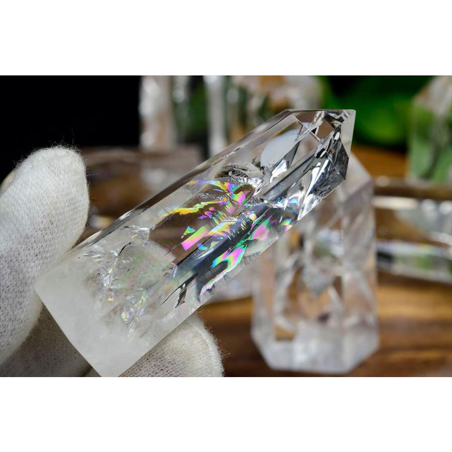 レインボー 水晶 ポイント 種類お任せ (約45g~55g) 六角柱 極上虹入り