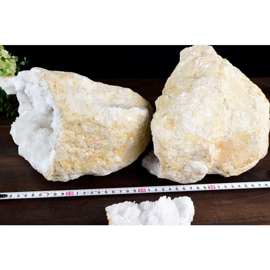 水晶 カルサイト ジオード (約11.4kg) 3分割 晶洞 原石 モロッコ