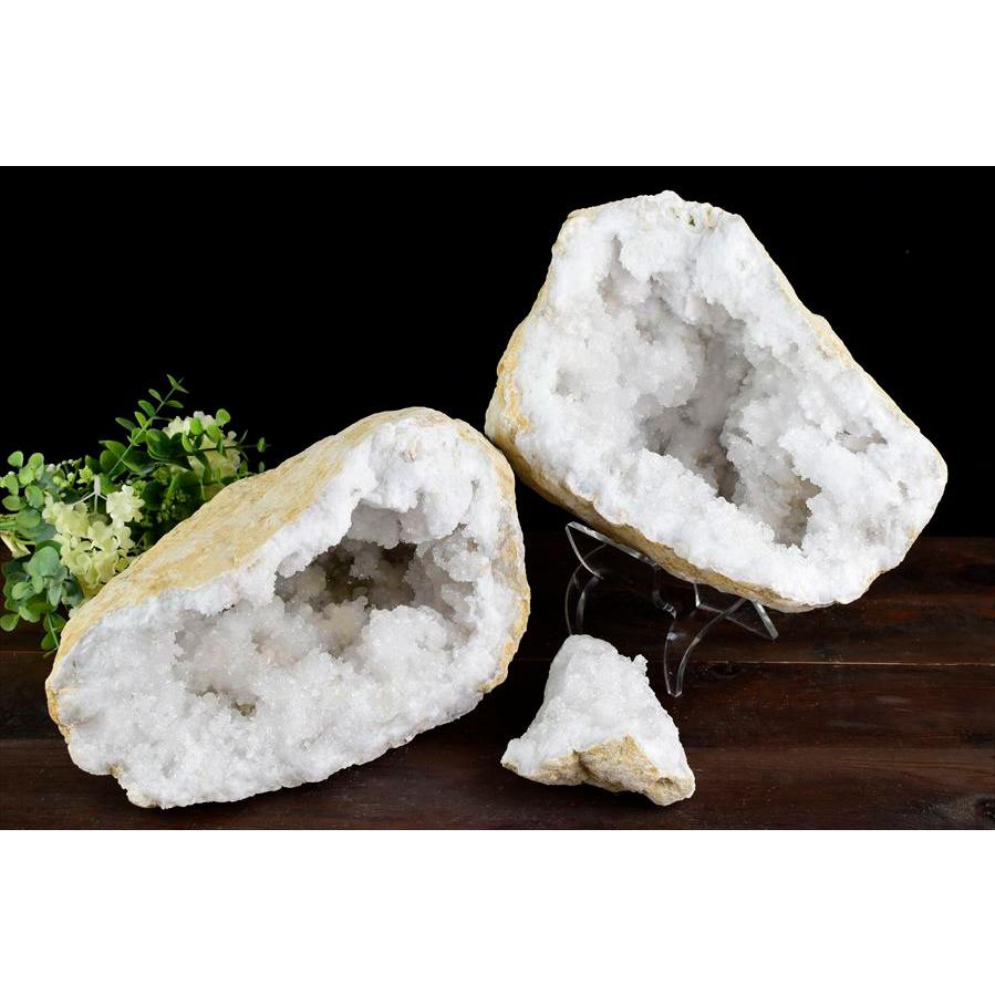 水晶 カルサイト ジオード (約11.4kg) 3分割 晶洞 原石 モロッコ