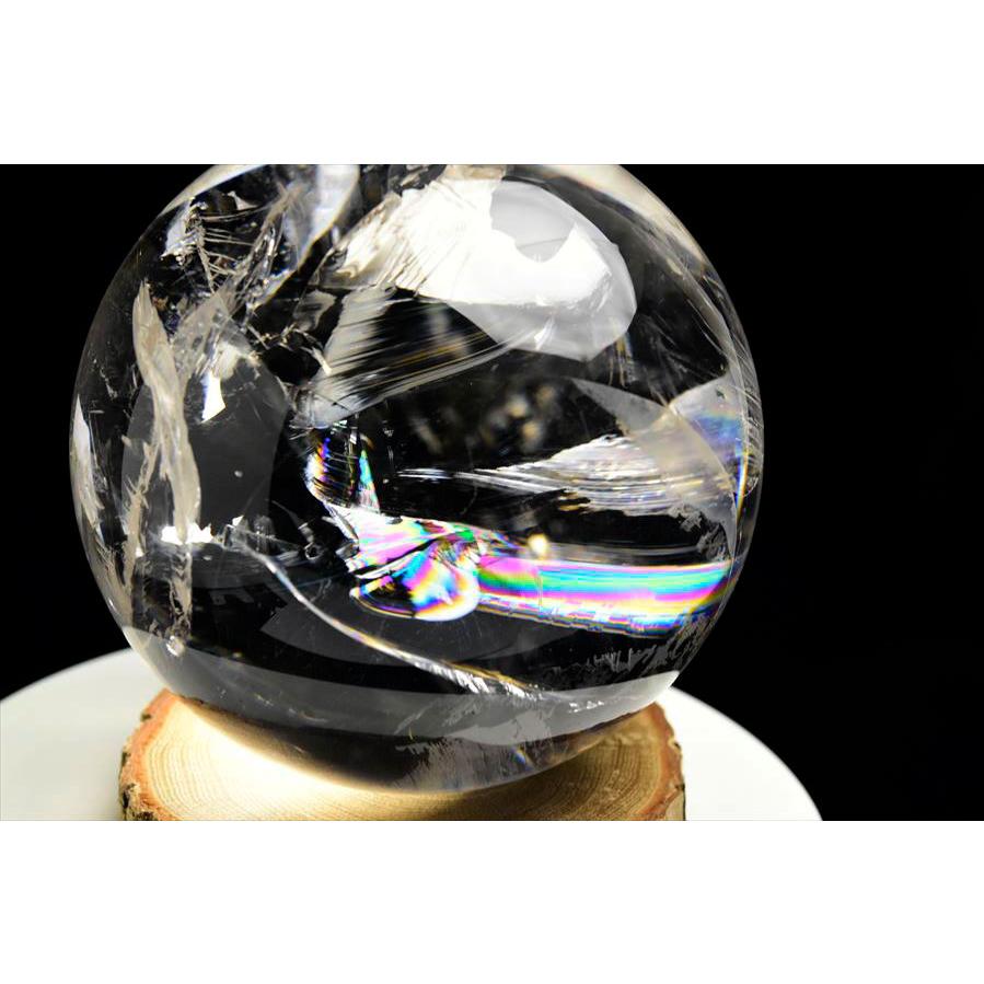 EXグレード 透明度抜群 虹入り 天然 水晶 丸玉 (約136mm珠