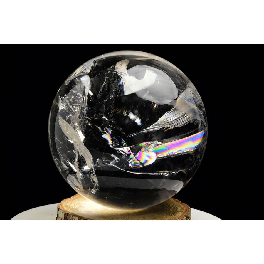 EXグレード 透明度抜群 虹入り 天然 水晶 丸玉 (約136mm珠) スフィア