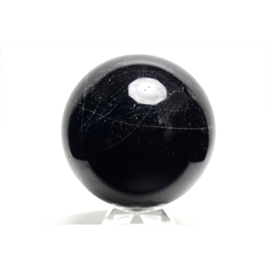 モリオン　スフィア　丸玉　台座付き 黒水晶 モリオン 丸玉（約86mm珠）スフィア 置物 台座付き 中国 山東省