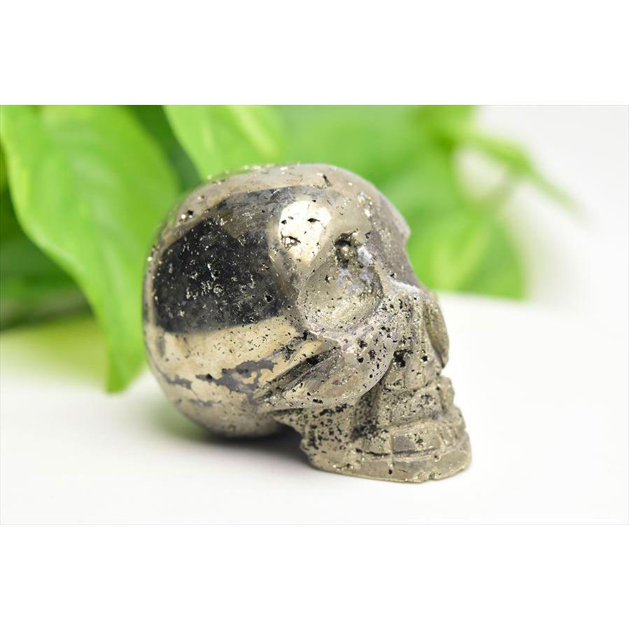 パイライト クラスター スカル 髑髏 置物 (約413g) ペルー