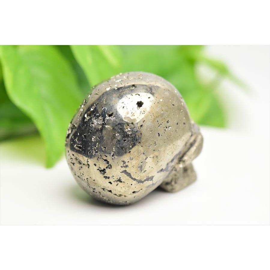 パイライト クラスター スカル 髑髏 置物 (約413g) ペルー