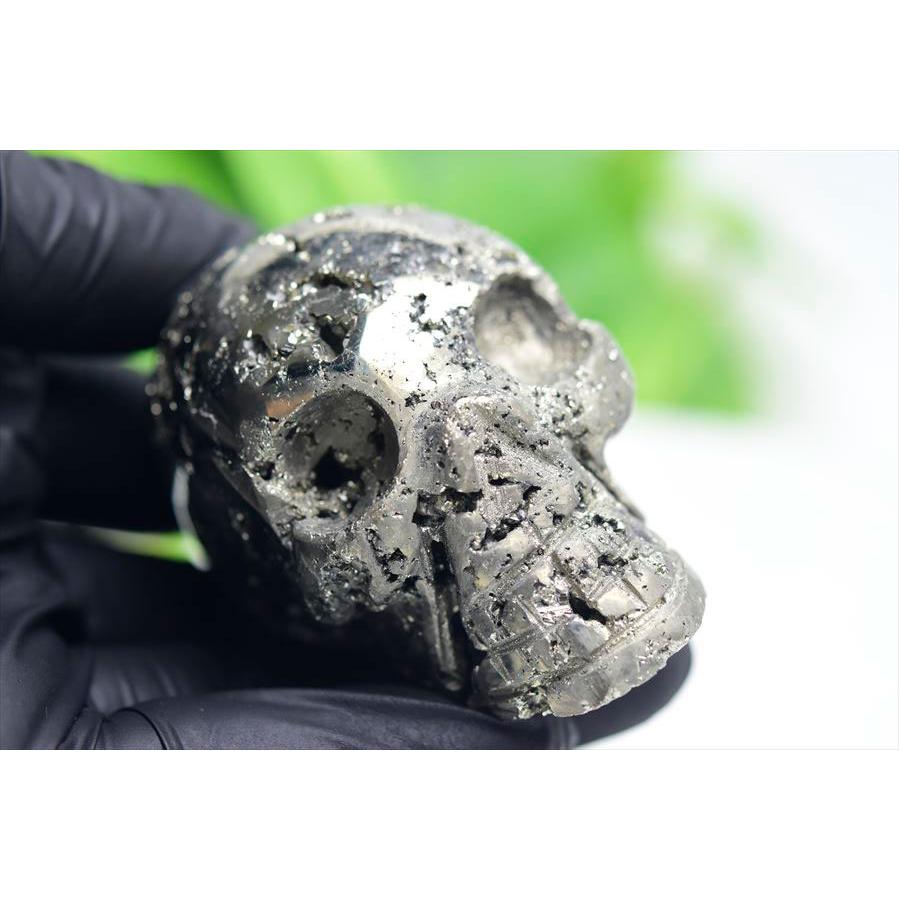 パイライト クラスター スカル 髑髏 置物 (約399.5g) ペルー ワンサラ