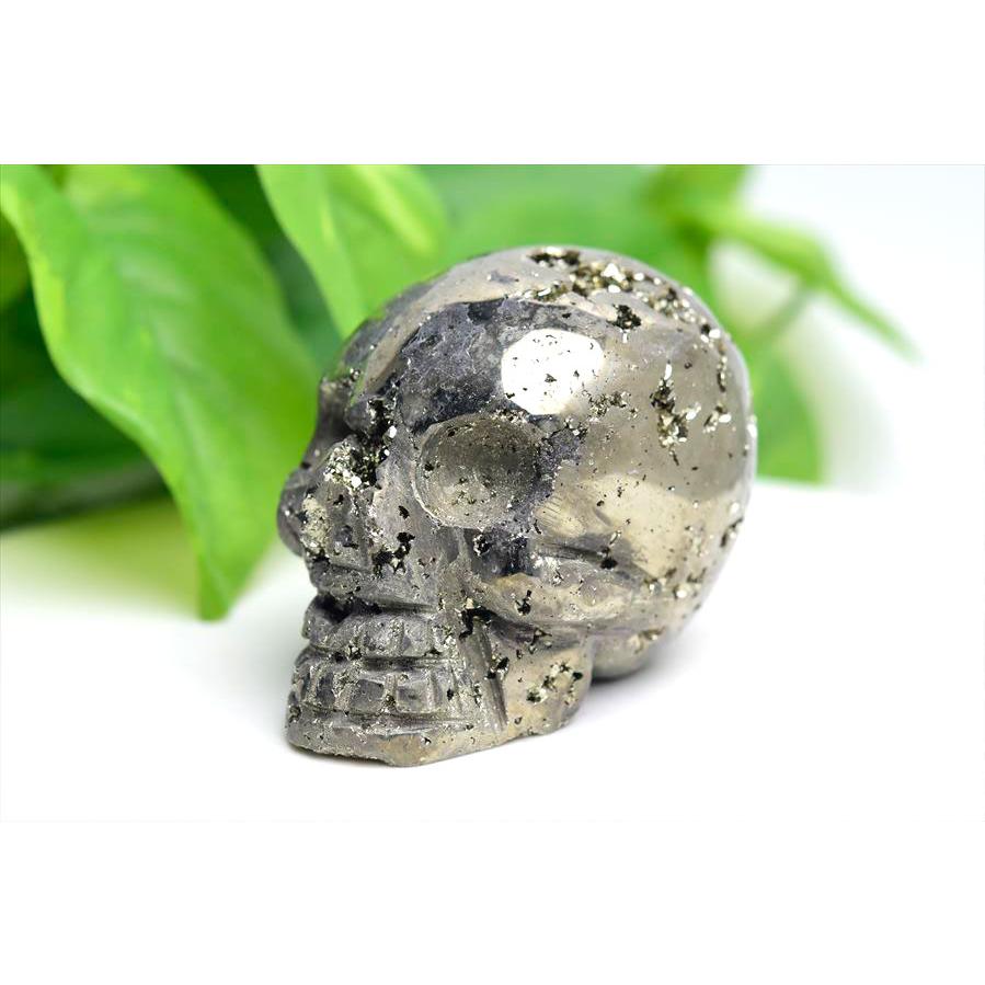 パイライト クラスター スカル 髑髏 置物 (約476g) ペルー