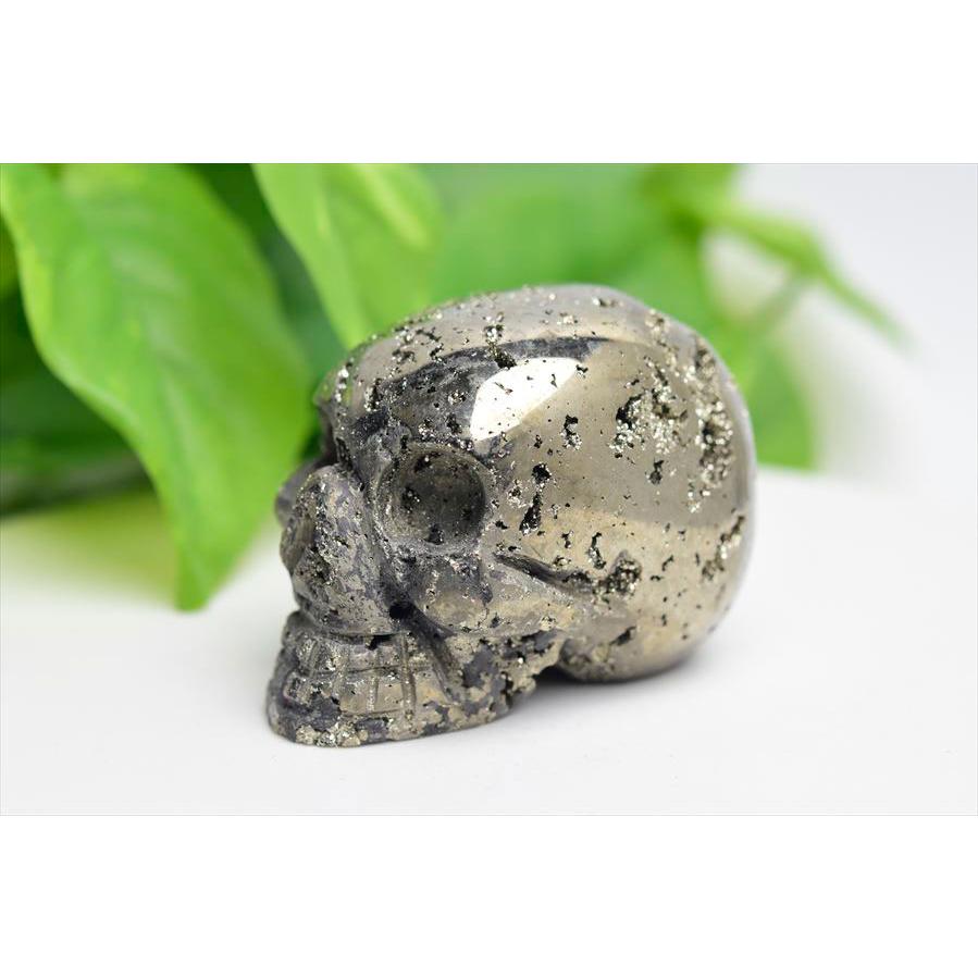 スカル 990g パイライト 黄鉄鉱 骸骨 髑髏 ドクロ 天然石 置物