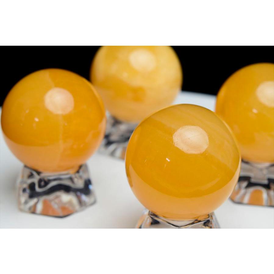 オレンジカルサイト 丸玉 スフィア 置物 (径：約38mm前後) メキシコ産