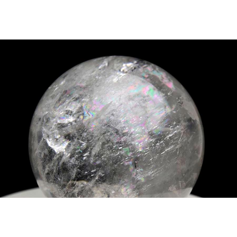 天然 レインボー 水晶 丸玉 (約97.2mm珠) スフィア 虹入り水晶 台座付 ブラジル バイーア州ノーヴォオリゾンテ産 アイリスクォーツ 浄化 地鎮祭 天然石 置物_4