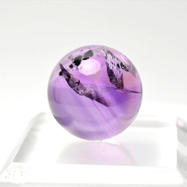 ロマネサイトインアメジスト ファントム 丸玉 (約27mm珠) ブラジル産 花入り アメジスト タンブル 紫水晶 スフィア 天然石 パワーストーン 握り石 | 
