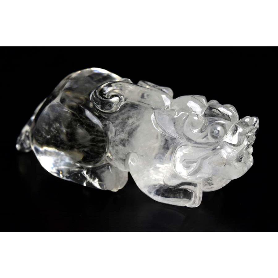 蓄財・招財 天然 水晶 貔貅（約248g）ヒキュウ 彫刻 置物 高品質天然