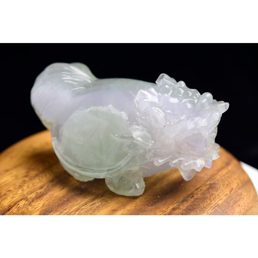 正財運 フローライト 蛍石 龍亀 ロングイ彫刻 置物 (約389g) マルチ