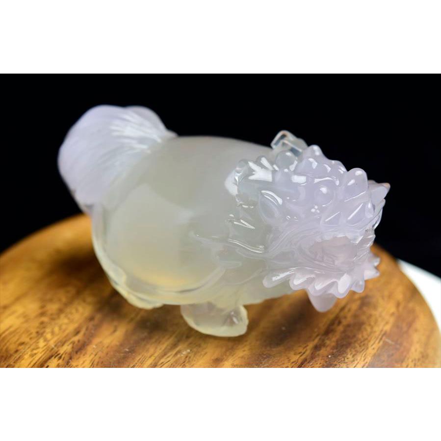 正財運 フローライト 蛍石 龍亀 ロングイ彫刻 置物 (約361.5g) マルチ