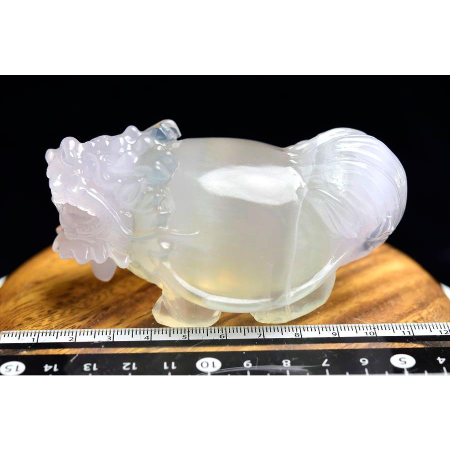 正財運 フローライト 蛍石 龍亀 ロングイ彫刻 置物 (約361.5g) マルチ