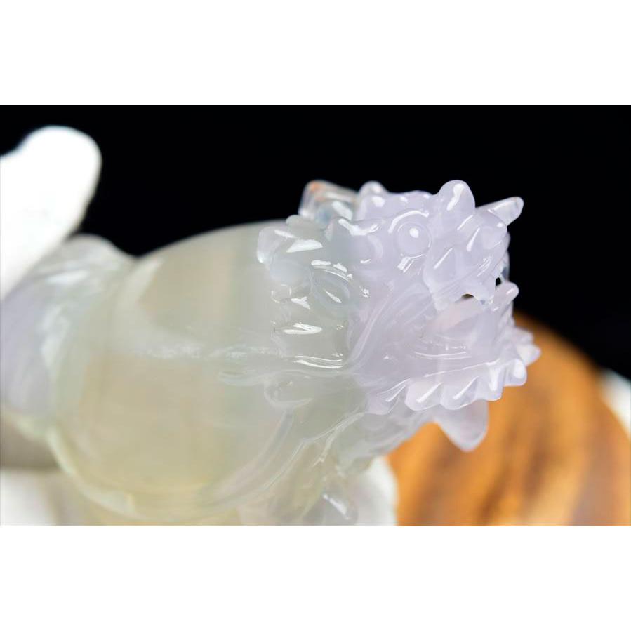 正財運 フローライト 蛍石 龍亀 ロングイ彫刻 置物 (約326g) マルチ