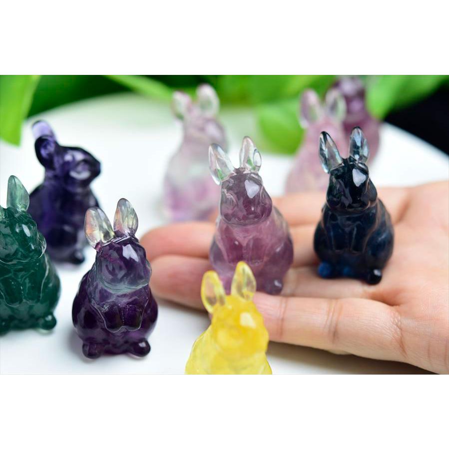 フローライト うさぎ 彫刻 置物 種類お任せ (販売単位：1個) 風水置物